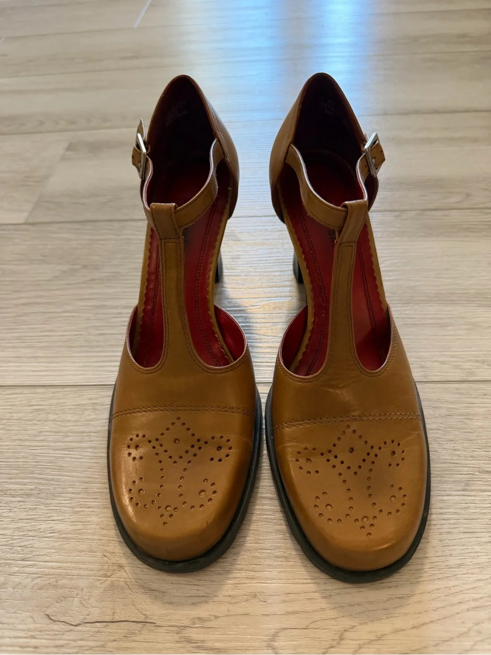 Retro Women's Leather T-strap Oxfords Mary Jane Shoes Dapper Days Brown Sz 9